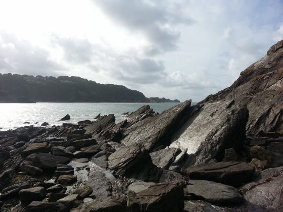 Sunlight on the rocks at Combe Martin